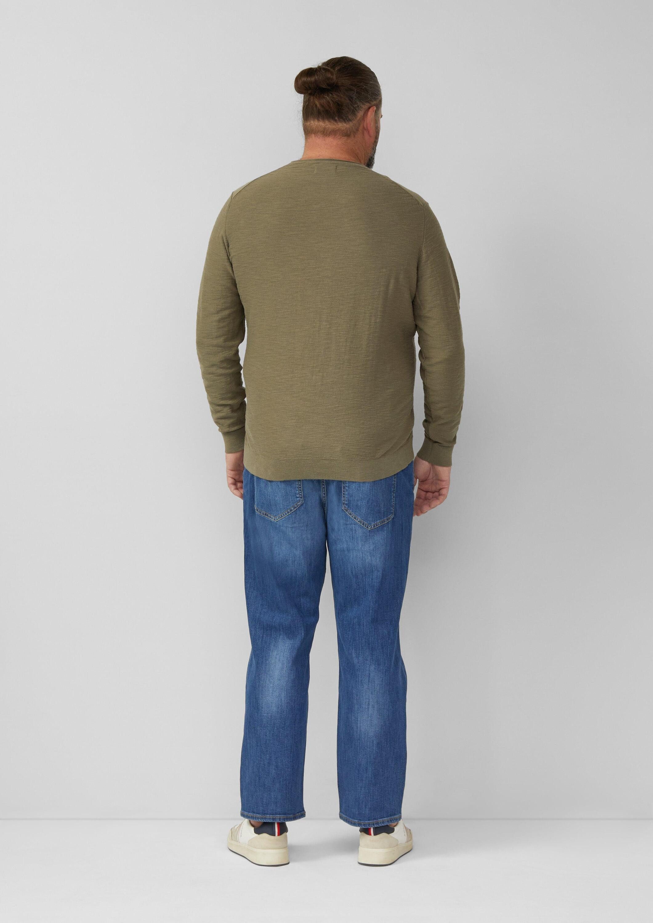 s.Oliver Longpullover Strickpullover Strickpullover mit Flammgarnstruktur und Rollkante