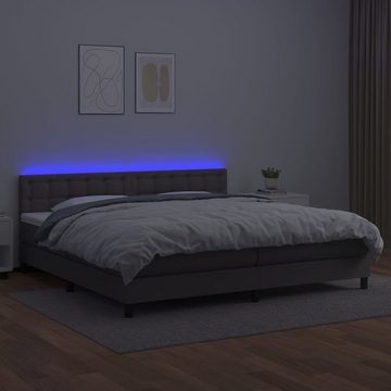 vidaXL Bettgestell Boxspringbett mit Matratze LED Grau 200x200 cm Kunstleder Bett Bettge