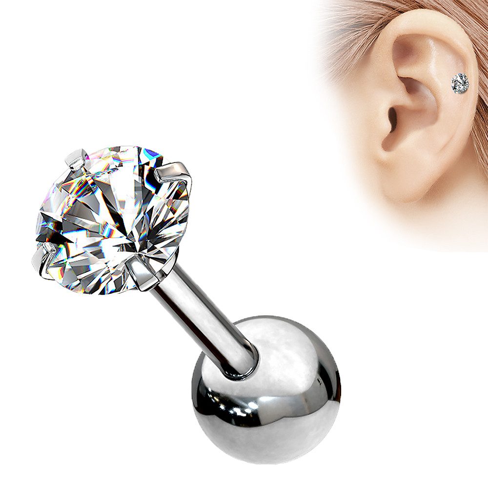 Taffstyle Piercing-Set Tragus Chirurgenstahl mit runden Zirkonia Silber 1,2 günstig online kaufen