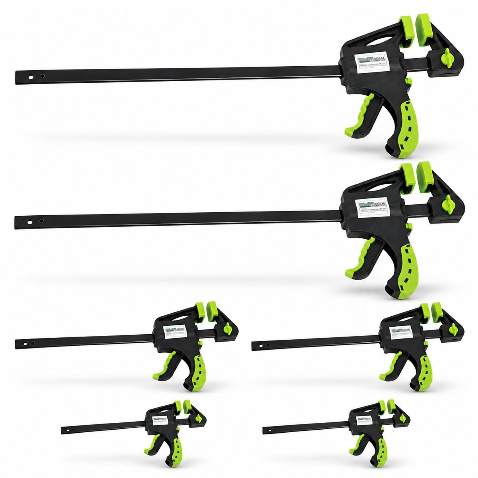 TRUTZHOLM Schraubzwinge Einhandzwinge 3 Größen Schnellspannzwinge 35x105mm 60x150mm 60x300mm, (Spar-Set, 6 St., 6er Set), hohe Kraftübertragung