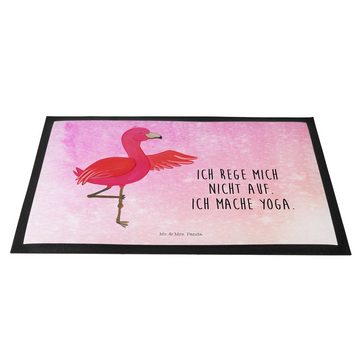 Fußmatte 60 x 90 cm Flamingo Yoga - Aquarell Pink - Geschenk, Tiefenentspannun, Mr. & Mrs. Panda, Höhe: 0 mm
