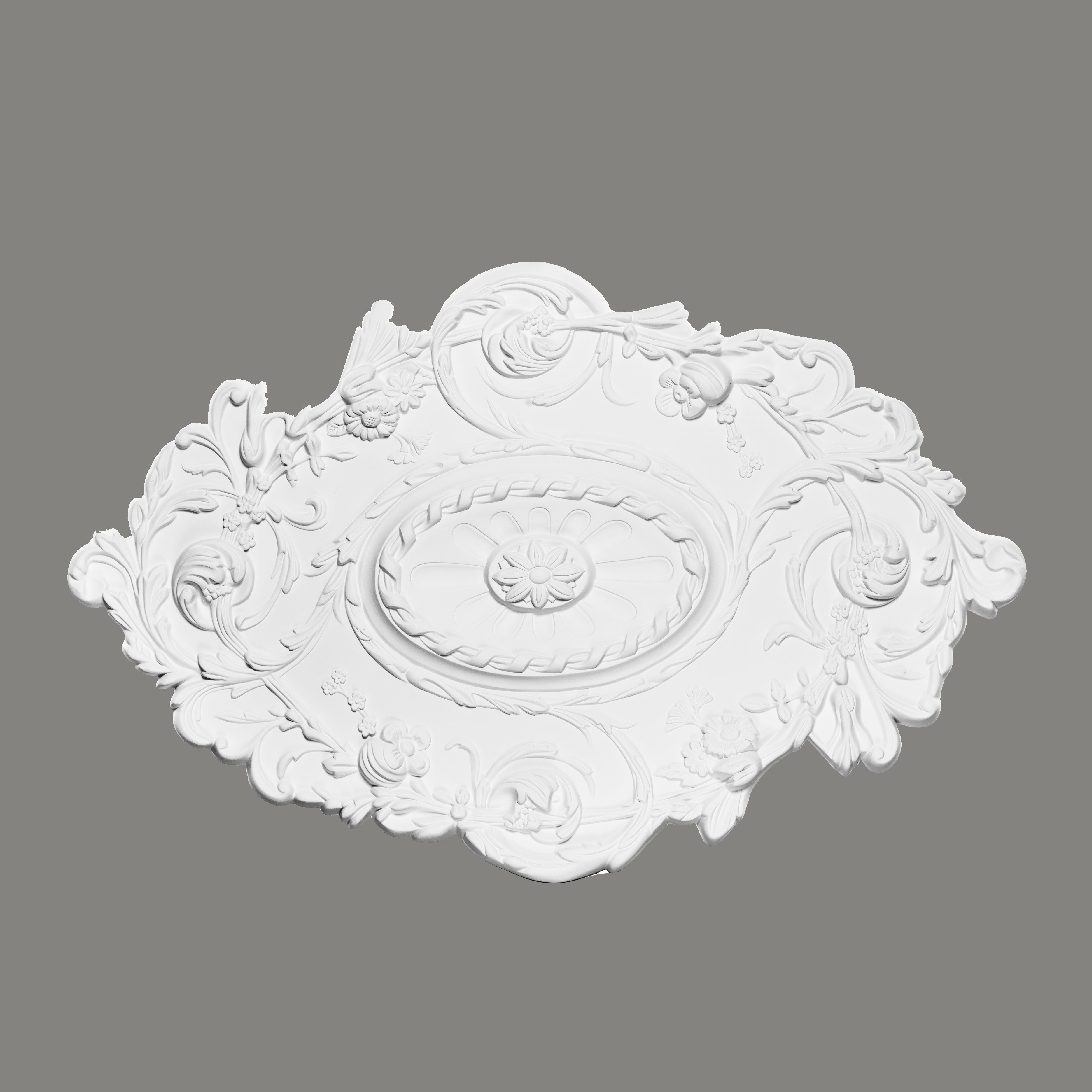 Mardom Decken-Rosette B2021 Profoam 510 x 40 x 748 mm Weiß Stuckrosette Wandrosette Oval