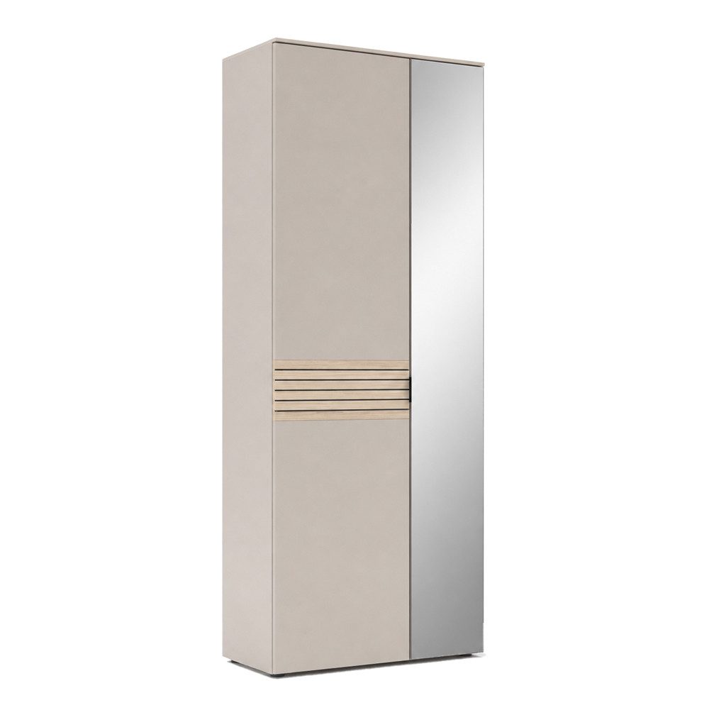 Lomadox Garderobenschrank ISCHIA-36 in Beige mit Eiche, 78 cm breit, Softclose, Lamellenoptik