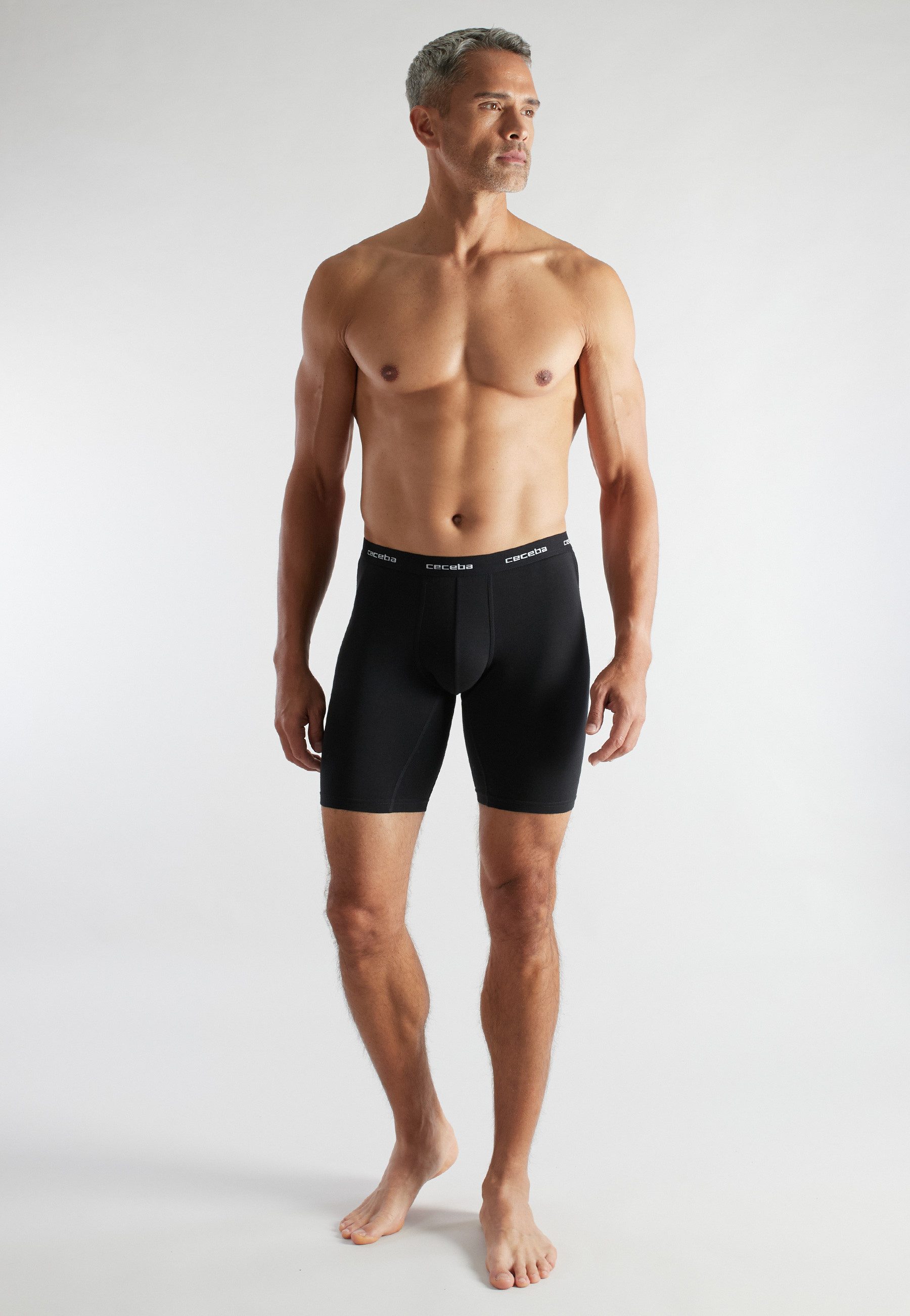 CECEBA Langer Boxer CECEBA Herren Cyclist schwarz uni 2er Pack (2-St) günstig online kaufen