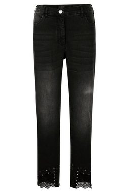 MIAMODA Regular-fit-Jeans Jeans Slim Fit Saum mit Spitze und Ziernieten