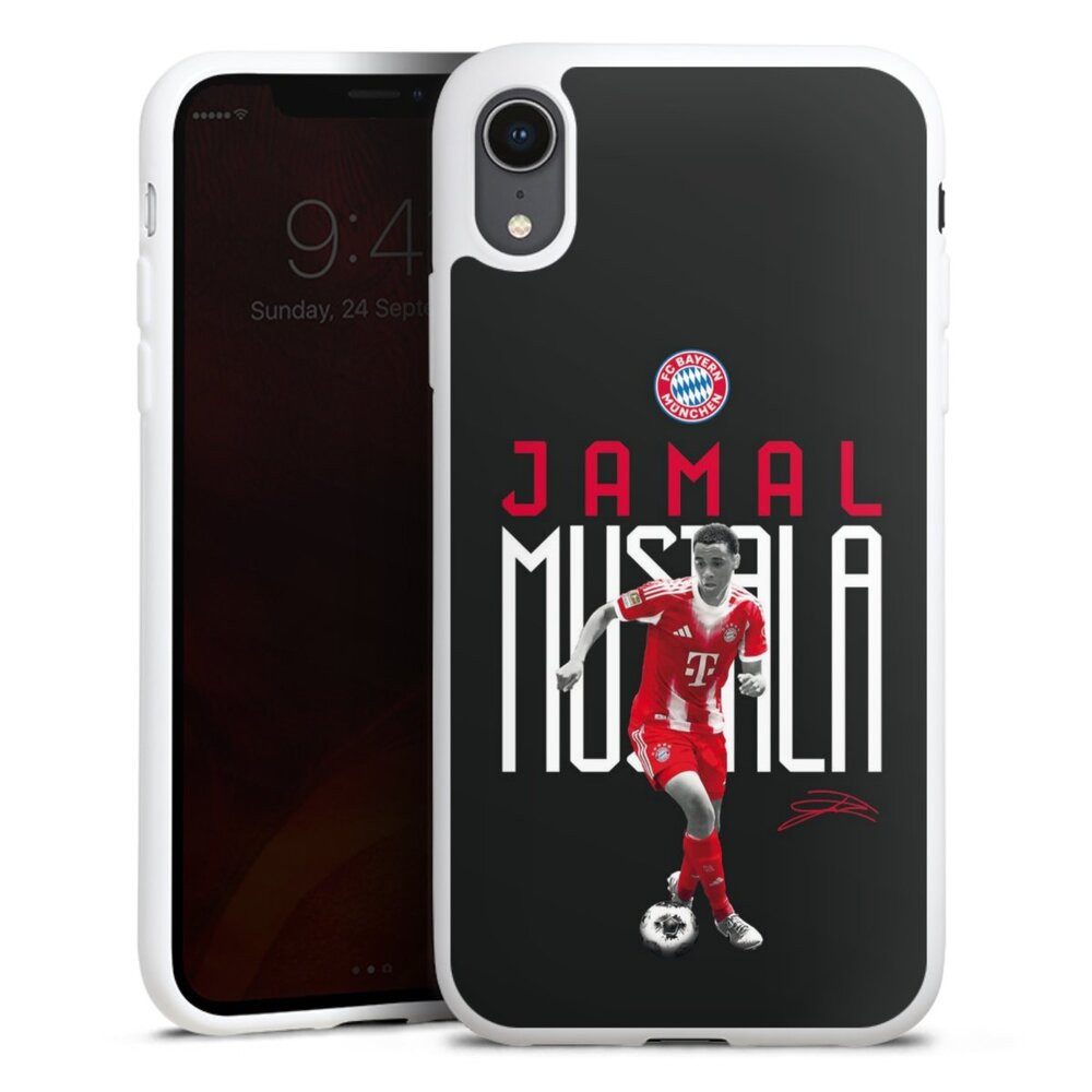 DeinDesign Handyhülle FC Bayern München Jamal Musiala Offizielles Lizenzprodukt, Apple iPhone Xr Silikon Hülle Bumper Case Handy Schutzhülle