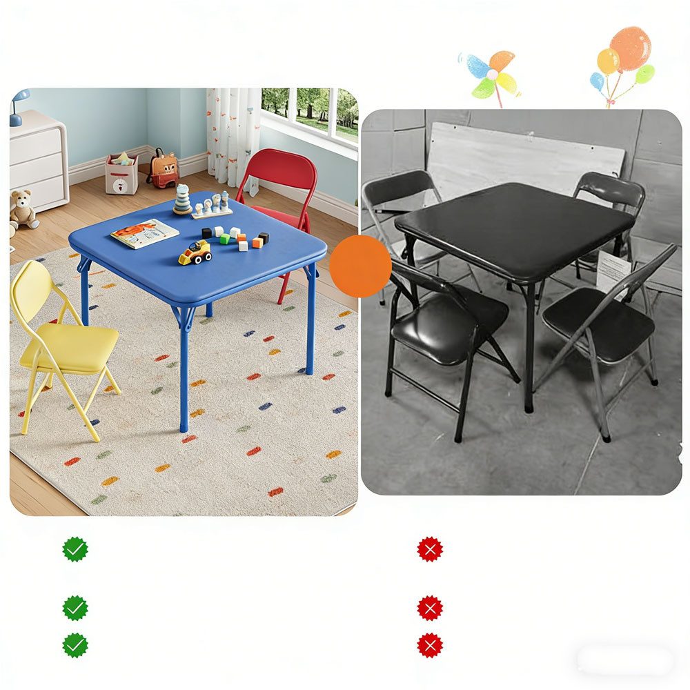 GarveeMore Kindertisch Klappbare Kinder Tisch 2 Stühle Set für Home Learning Spielzimmer