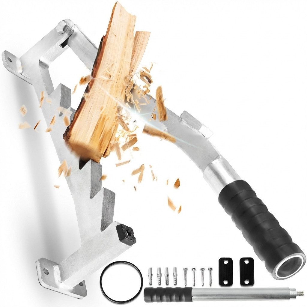 FORSTIX® Holzspalter manuell [Wandmontage] mechanischer Handholzspalter Spanmesser, Spaltgutlänge bis 34 cm, (Packung), Kaltverzinkter Stahl, Doppelgriff, Wandmontage