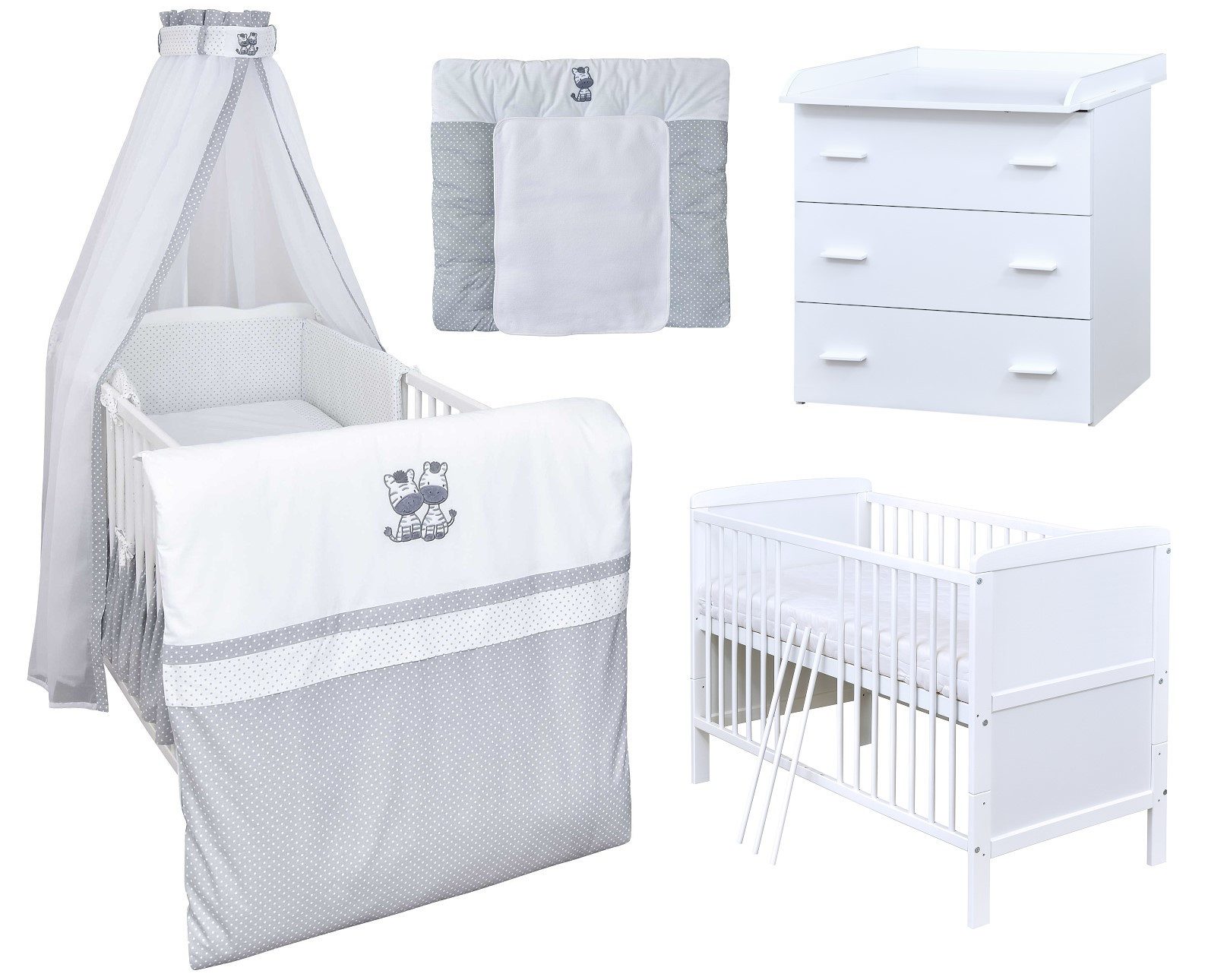 Baby-Delux Babyzimmer-Komplettset Babyzimmer 140x70 weiß Komplettset, (13-t günstig online kaufen