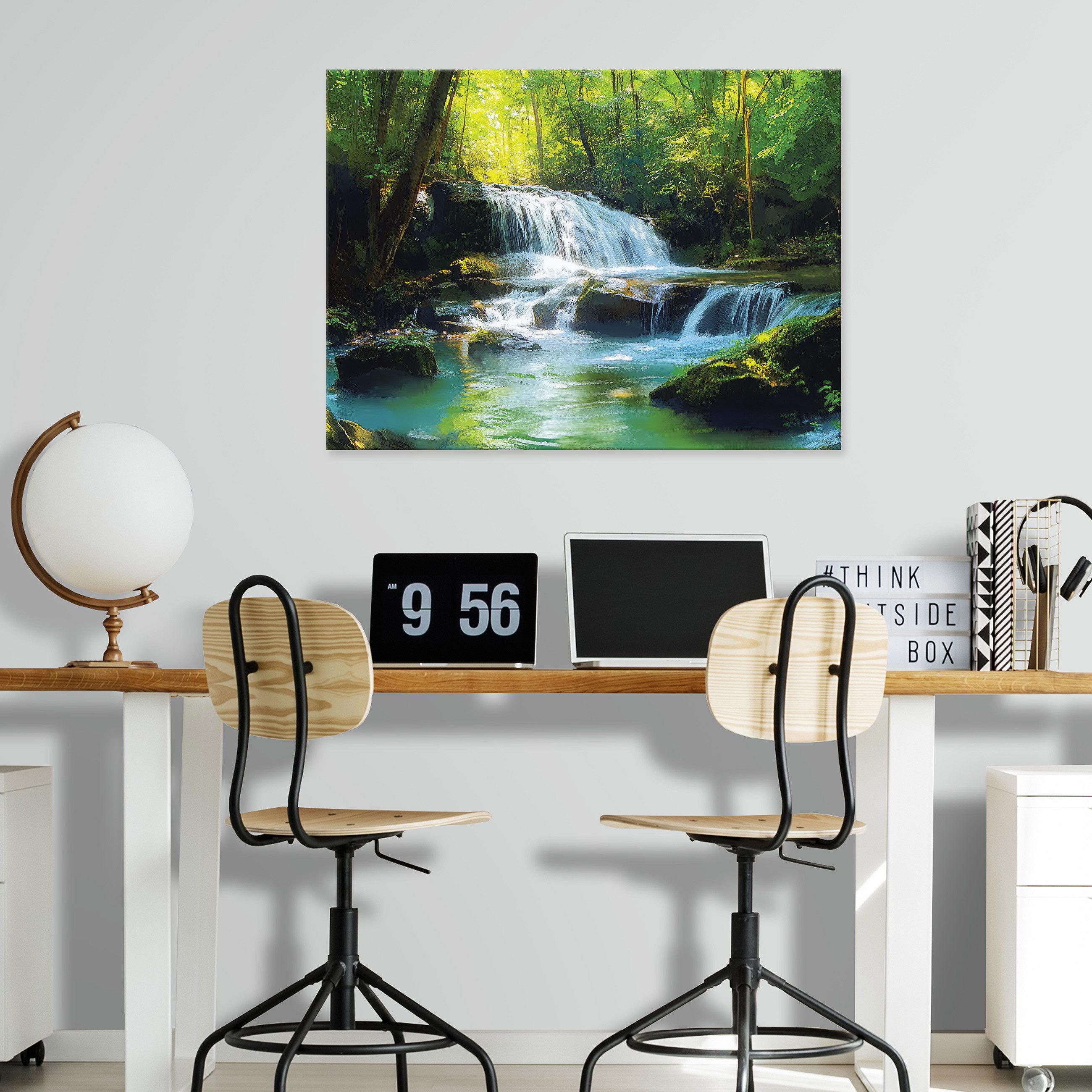 Wallarena Leinwandbild Wasserfall Landschaft Wald Wandbilder XXL Wand Deko günstig online kaufen