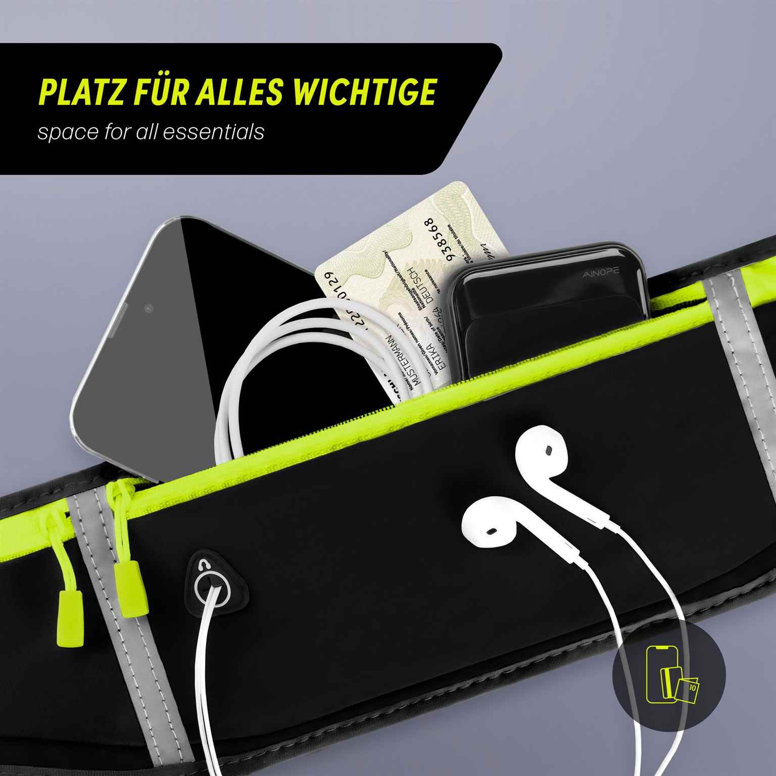 ONEFLOW Laufgürtel für Ulefone Armor X8 Lauftasche ActivePro Belt Schwarz Sport Handytasche zum Joggen Damen Herren Bauchtasche Handy Running