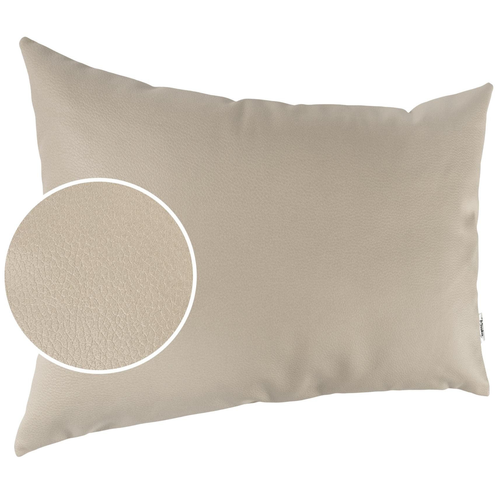 Kisska Dekokissen Kissenhülle KUMO atmungsaktive Kunstleder Kissenbezug Zierkissen, Kissenüberzug ohne Füllung Leder-Optik UNI 50x30cm Einfarbig Beige