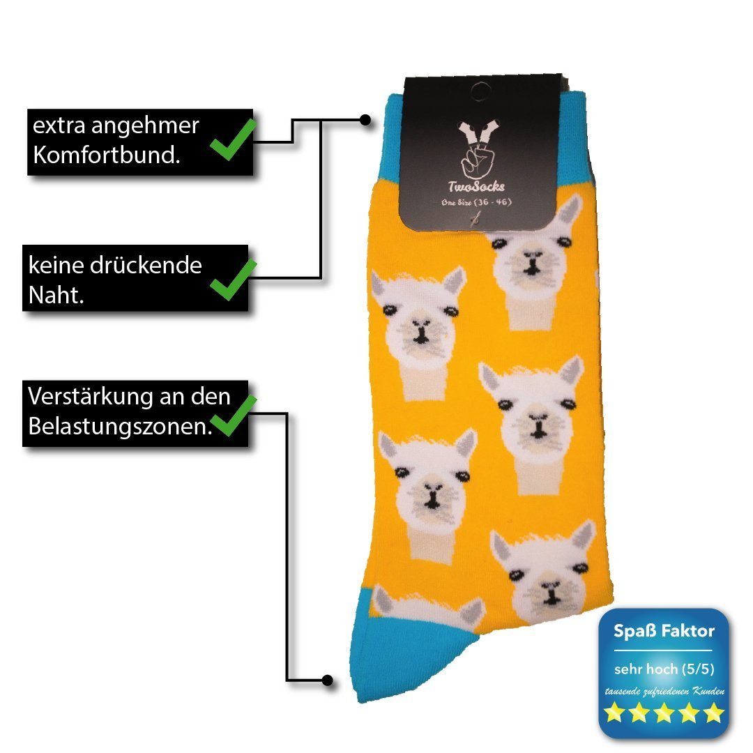 Einheitsgröße TwoSocks Herren & lustige Alpaka Freizeitsocken Damen, Socken Socken