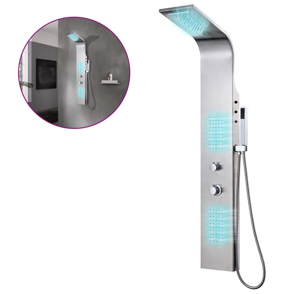 vidaXL Duschsystem Duschpaneel Edelstahl Gebogen, Höhe 130 cm