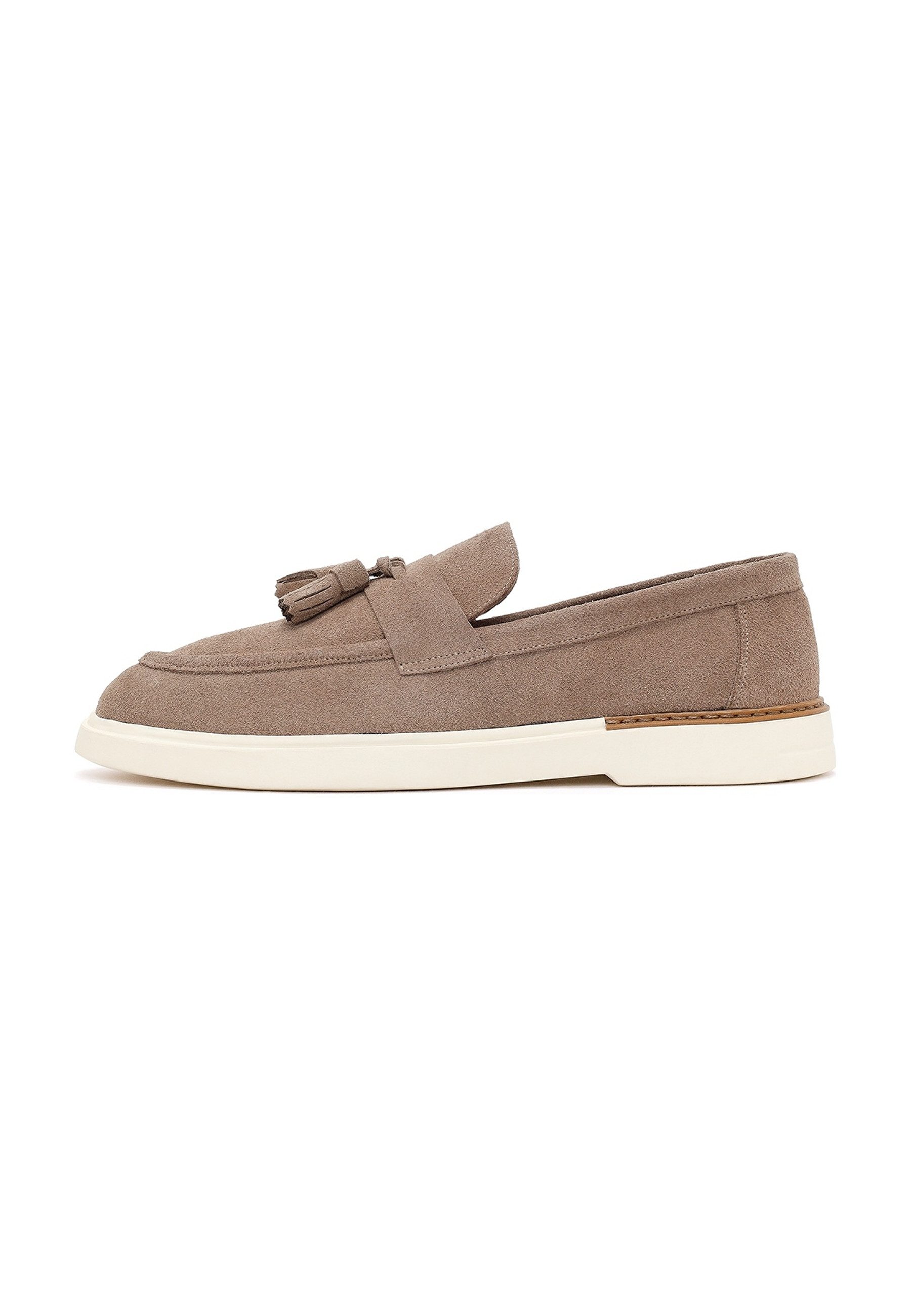 Derimod Loafer aus Veloursleder Loafer Wildleder-Obermaterial, Lederfutter, EVA-Sohle, Quastendetail