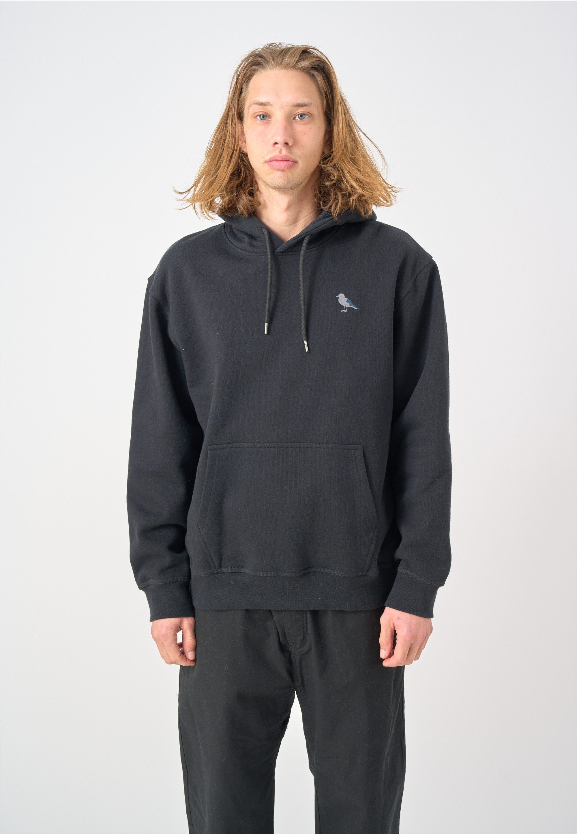 Cleptomanicx Kapuzensweatshirt Embro Gull Mono mit kleiner Logostickerei