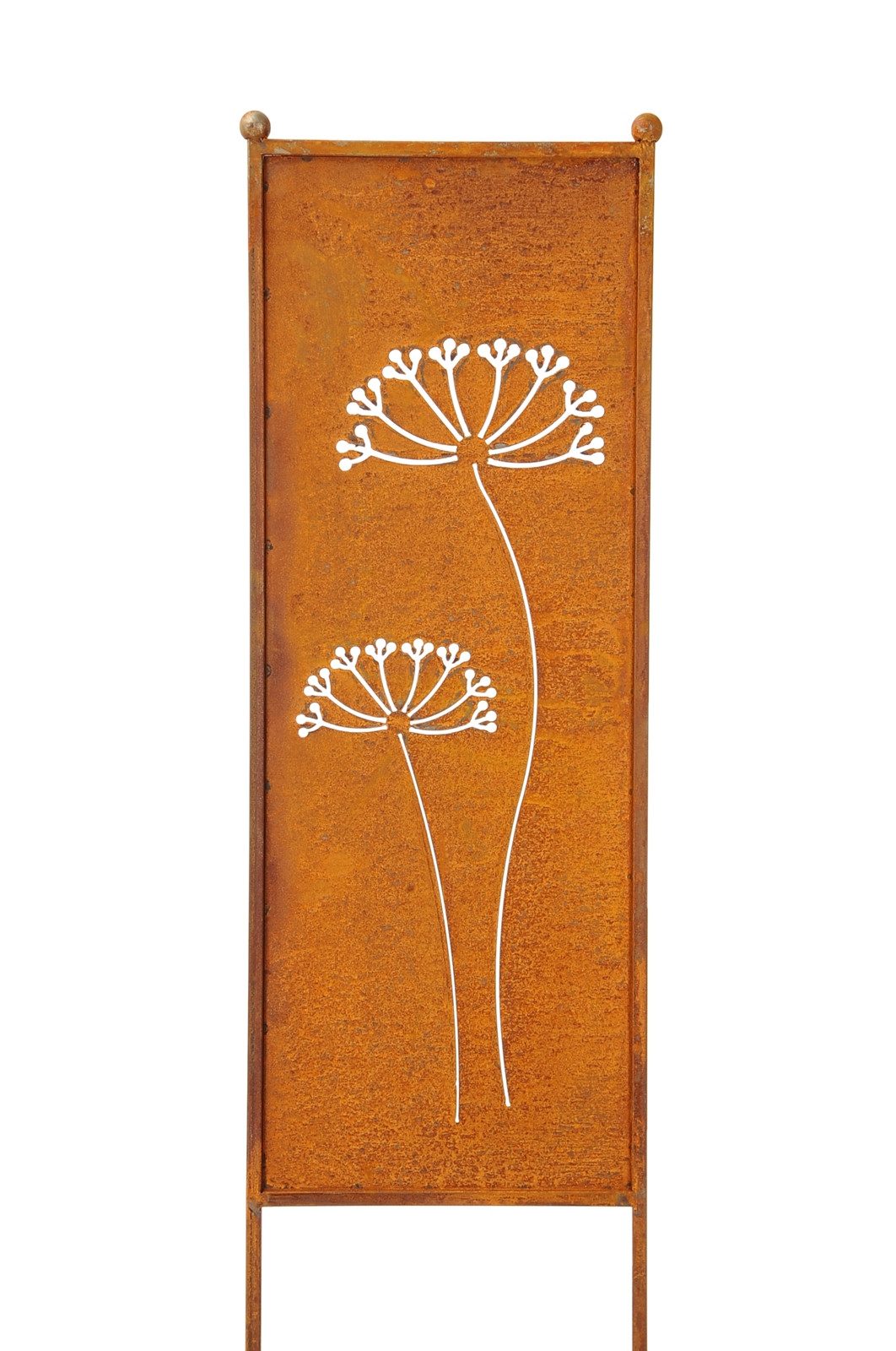 finehomegarden Gartenstecker Stele Metall Dolde Sichtschutz Edelrost (1-St) Windschutz Outdoor H116cm B32cm Dekowand Garten / Paket