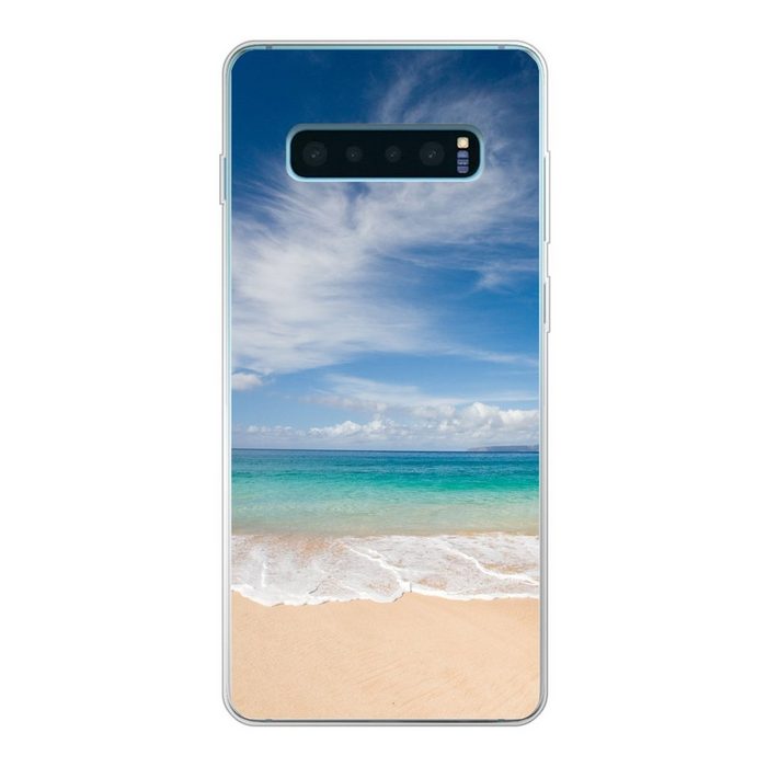 MuchoWow Handyhülle Ein tropischer Strand auf Hawaii an dem die Wellen an Land gespült Phone Case Handyhülle Samsung Galaxy S10 Lite Silikon Schutzhülle