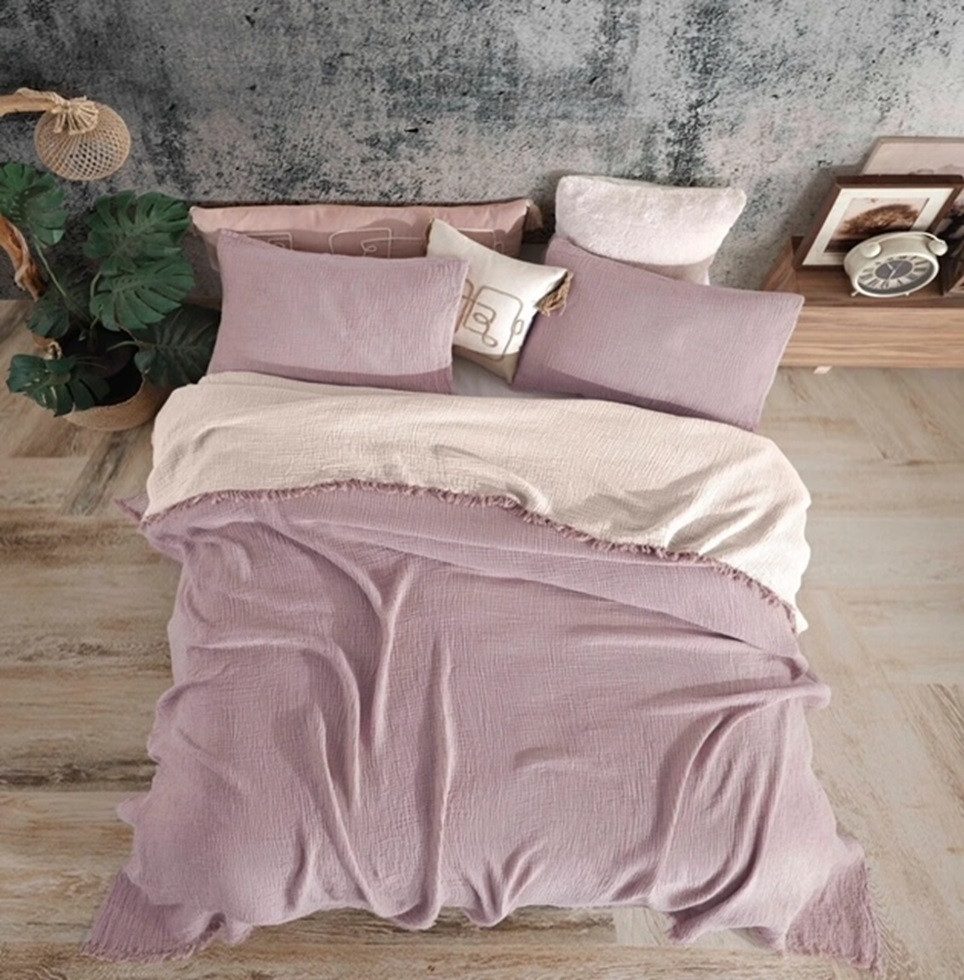 Wohndecke Bio-Musselin Wende Wohndecke in Lila, Sandiik