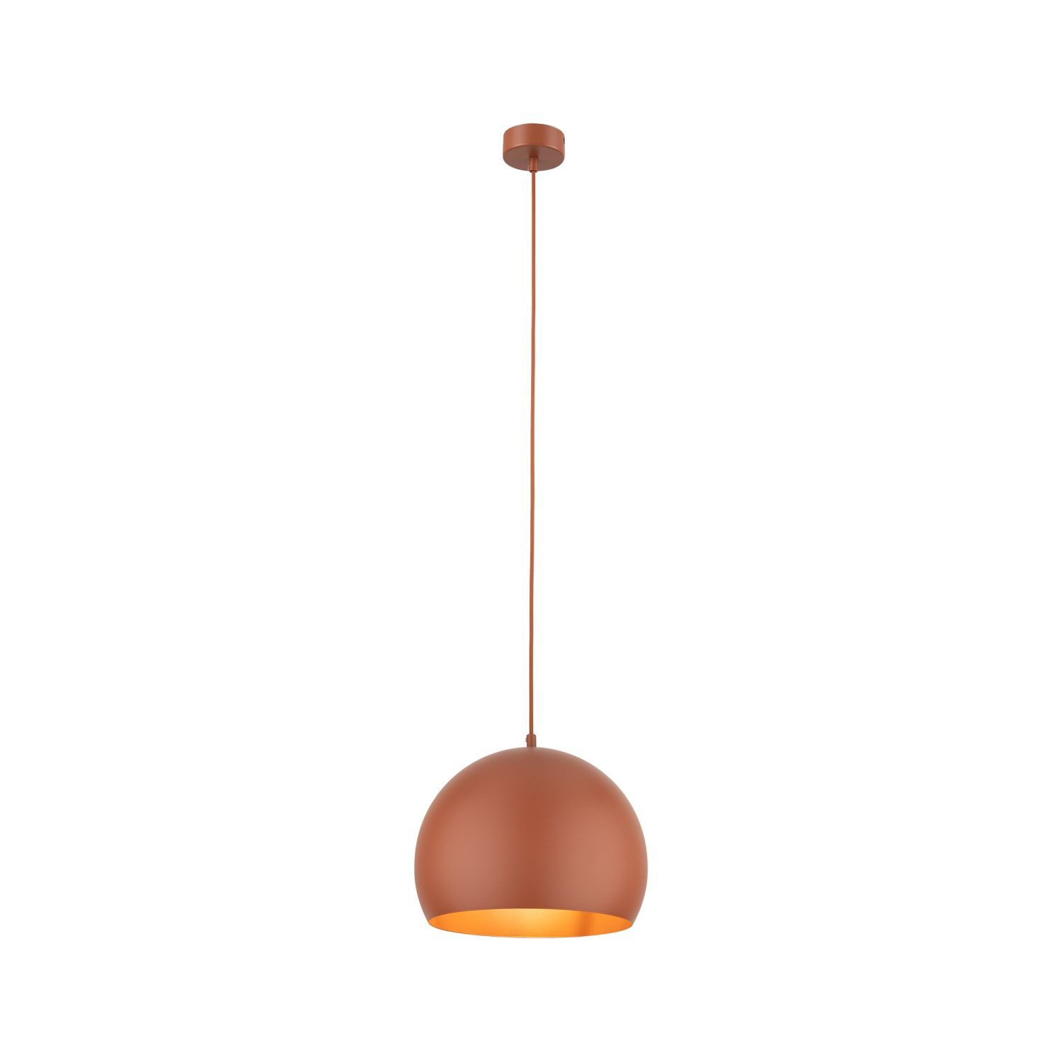 Licht-Erlebnisse Pendelleuchte ADAM, ohne Leuchtmittel, Rot Metall rund Ø 27cm klein verstellbar E27 Kugel Retro