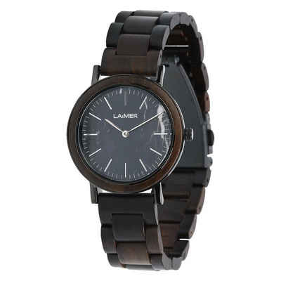 LAiMER Quarzuhr LAiMER Damen Uhr 0071 Lilly Sandelholz mit Marmor Vegan, (1-tlg)