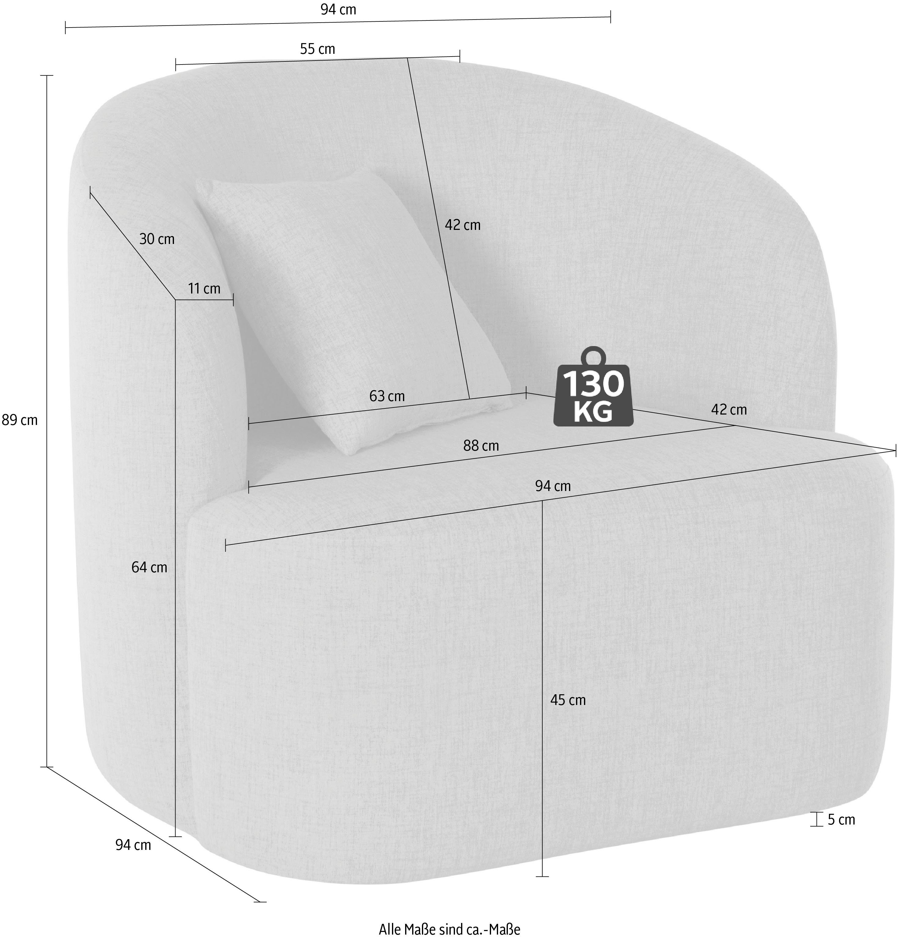 LeGer Home by Lena Gercke Drehsessel Dilara Sessel, gerundete Rückenlehne und Front, in 3 Bezugsqualitäten