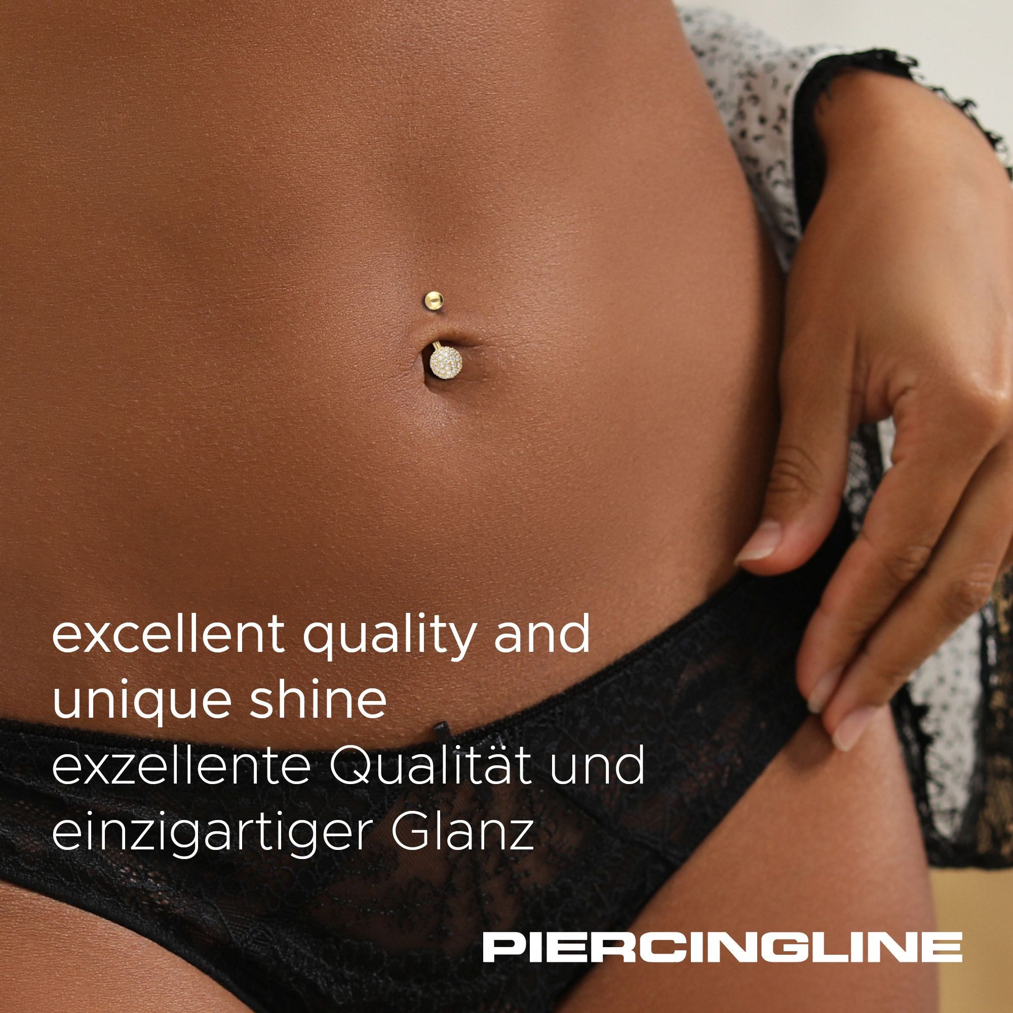 PIERCINGLINE Bauchnabelpiercing 18 Karat Gold Bananabell MULTI-MOISSANIT (Bananabells, 1-tlg)