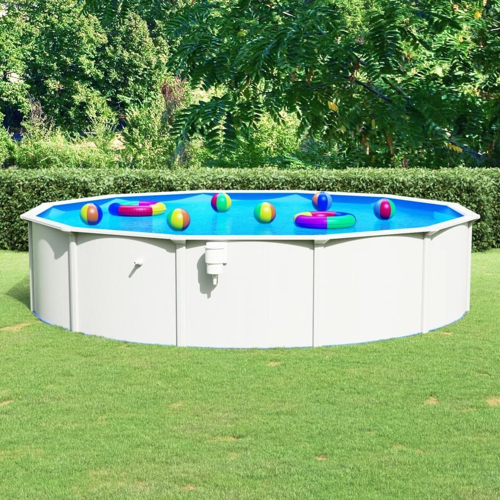 furnicato Pool mit Stahlwand Rund 550x120 cm Weiß