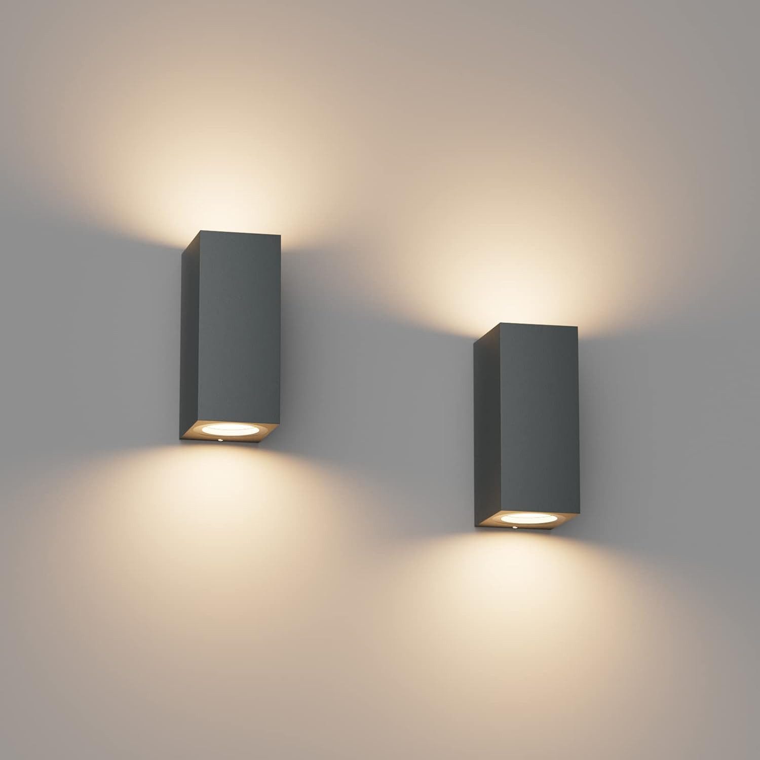 FELIXLEO LED Außen-Wandleuchte Klighten 2 Stück GU10 Außenwandleuchte IP65 Aluminium Anthrazit