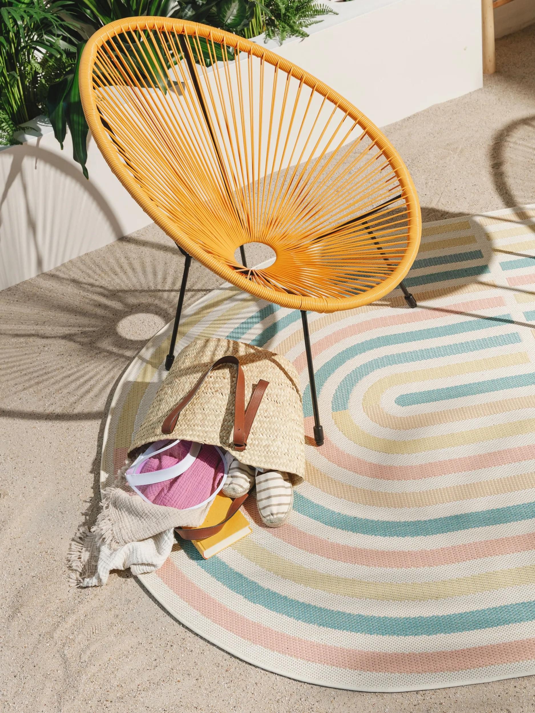 benuta Outdoorteppich Candy, oval, Höhe: 5 mm, In- & Outdoorteppich, Robust für Garten, Terrasse, Balkon, Küche