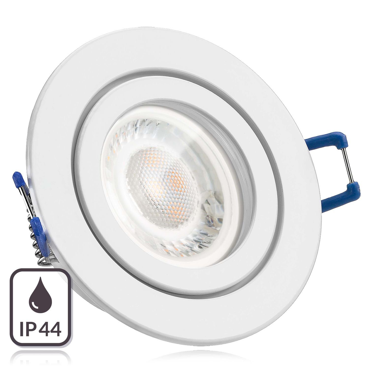 LEDANDO LED Einbaustrahler extra IP44 Einbaustrahler 5W weiß mit Leuchtmittel in flach vo LED Set