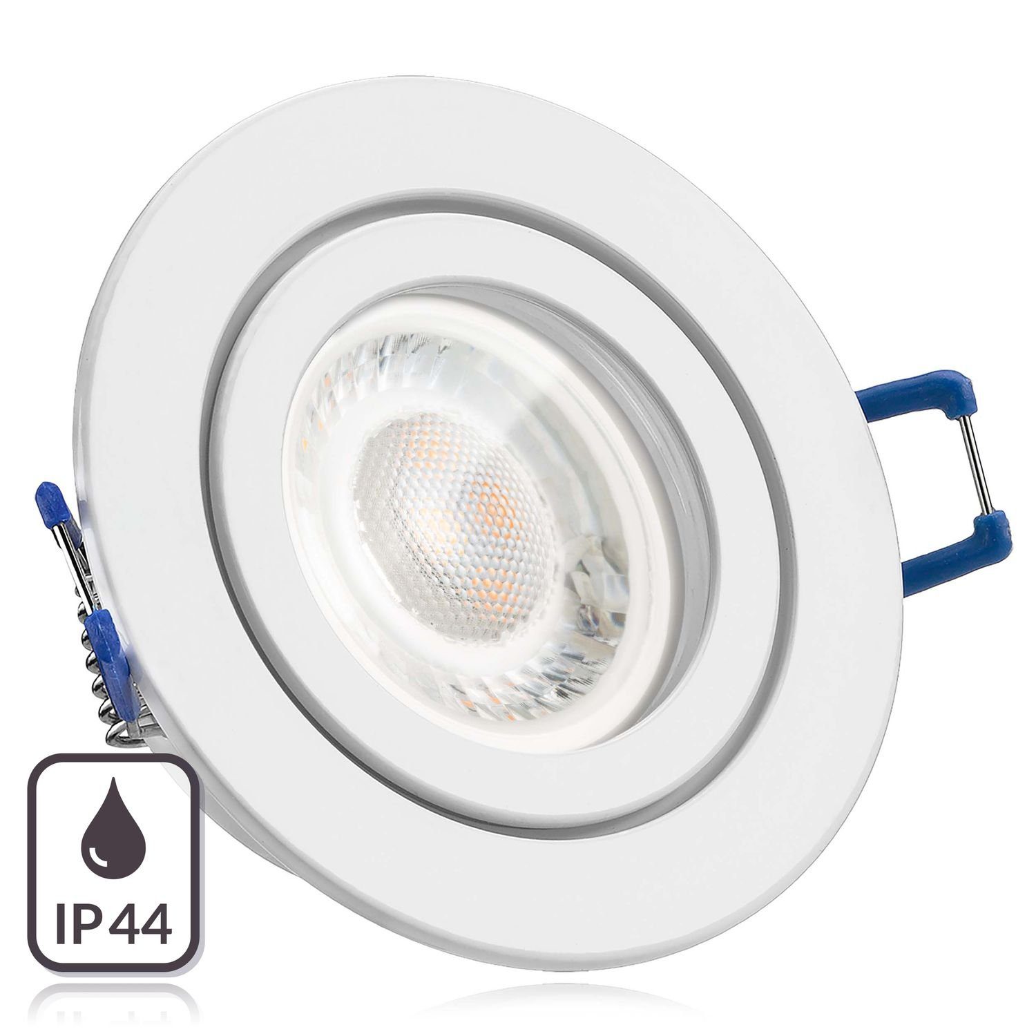 LEDANDO LED Einbaustrahler IP44 LED Einbaustrahler Set extra flach in weiß mit 5W Leuchtmittel vo