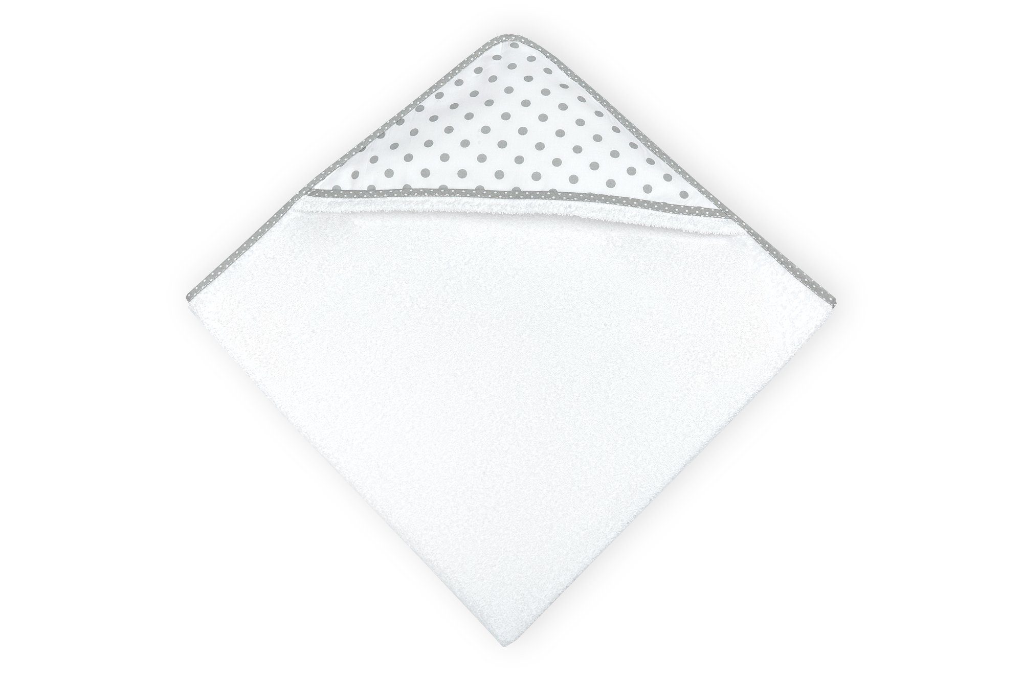 extra und graue eingefasst Frottee, Kapuzenhandtuch Weiss, 100% weiches Punkte mit auf Baumwolle, Schrägband KraftKids dickes