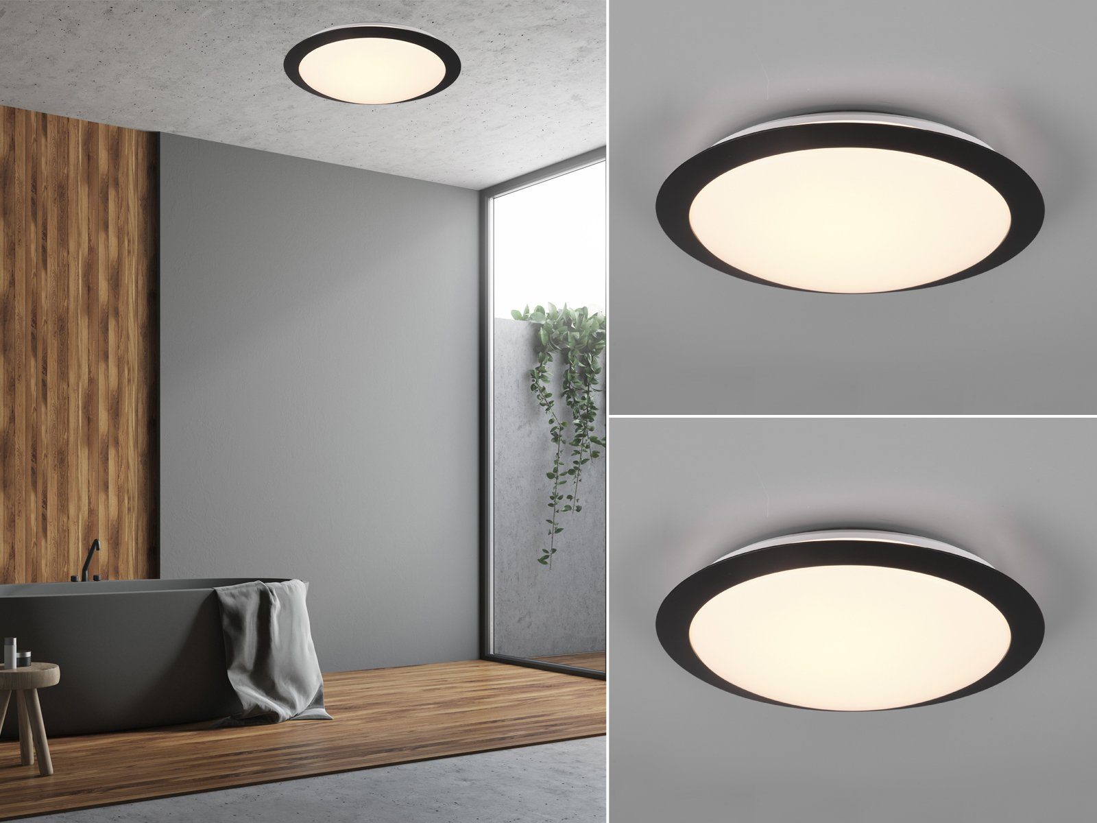 Beleuchtung Ø29cm Weiß matt meineWunschleuchte Decke Badlampen LED fest Badezimmerlampen LED integriert, Deckenleuchte, Treppenhaus Schwarz Warmweiß, Set 2er /