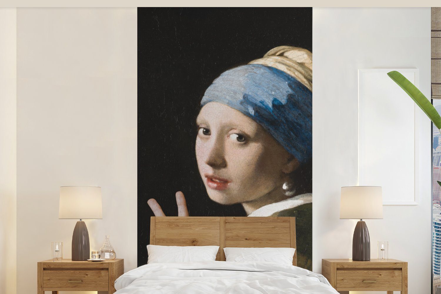 MuchoWow Fototapete Malerei - Vermeer - Alte Meister, Matt, bedruckt, (2 St), Vliestapete für Wohnzimmer Schlafzimmer Küche, Fototapete