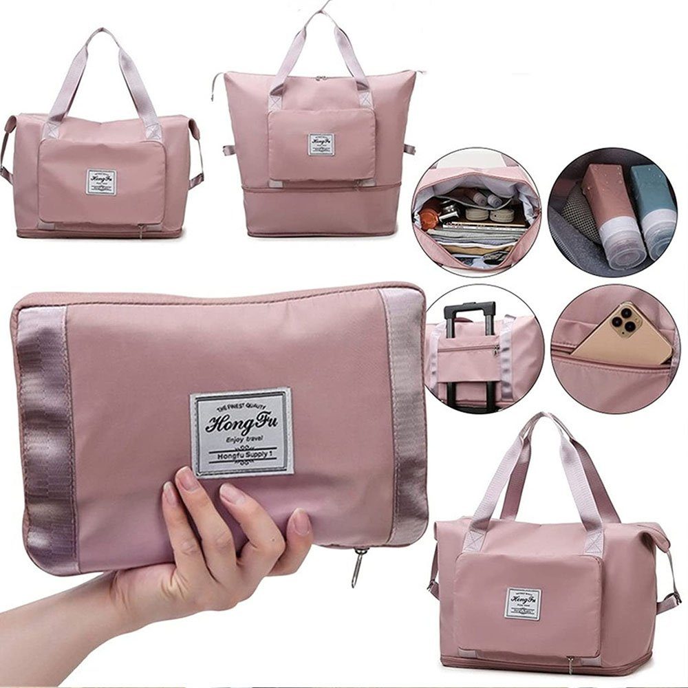 VIVIHEYDAY Reisetasche Sporttasche für Damen und Herren, faltbare Einkaufstasche, Damen-Sporttasche Rosa