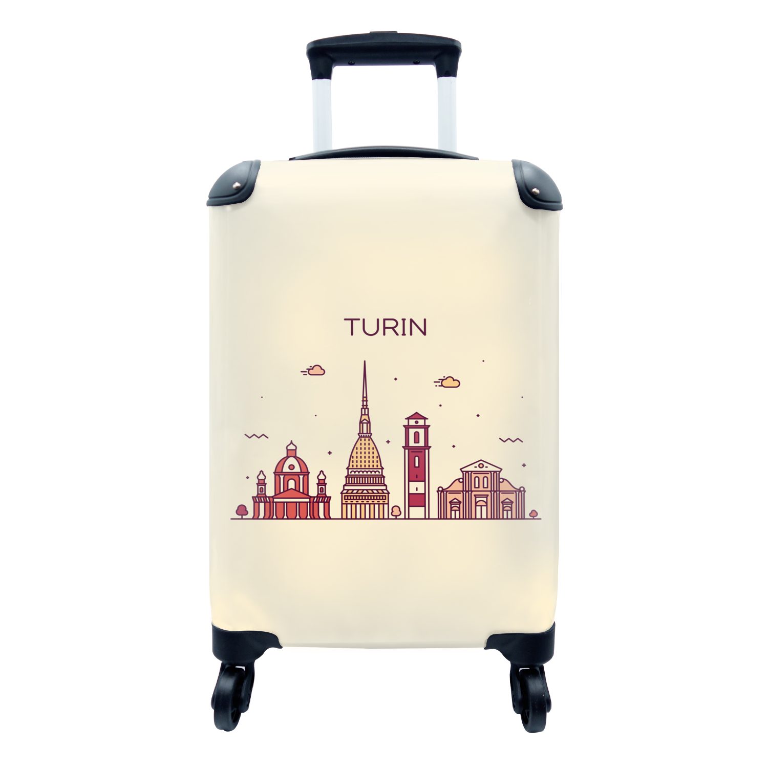 MuchoWow Handgepäckkoffer Turin - Italien - Skyline, 4 Rollen, Reisetasche mit rollen, Handgepäck für Ferien, Trolley, Reisekoffer