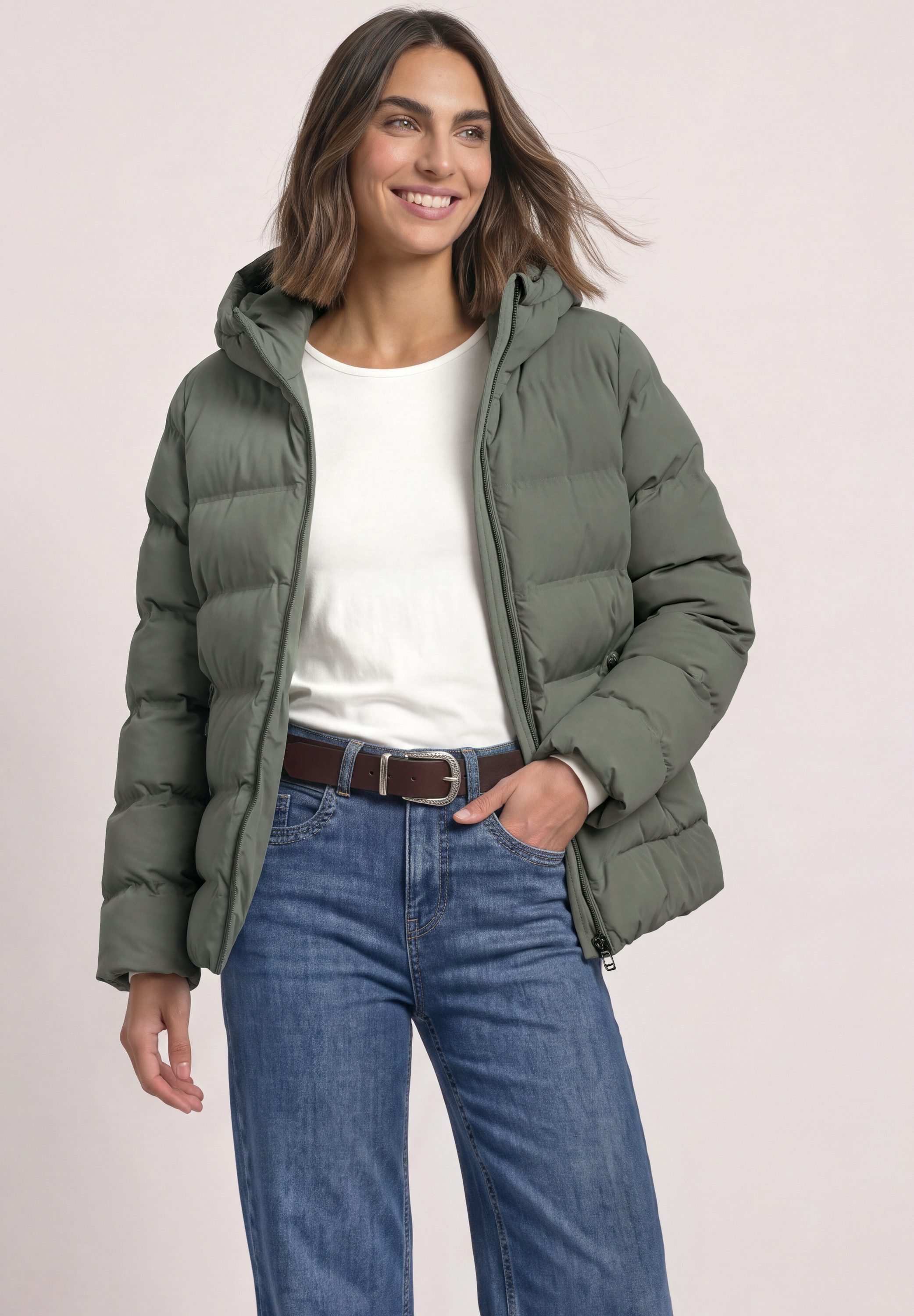 STREET ONE Steppjacke Kurze Jacke mit geklebter Steppung und kapuze
