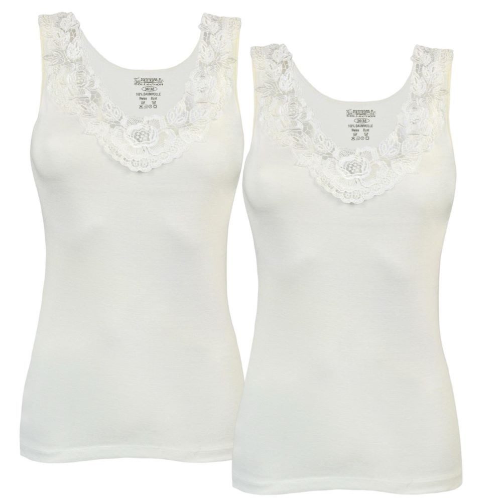 Toker Collection® Unterhemd Damen Unterhemd mit extra breiter Spitze 2 Stück (Packung, 2er Pack) exklusive Spitzen