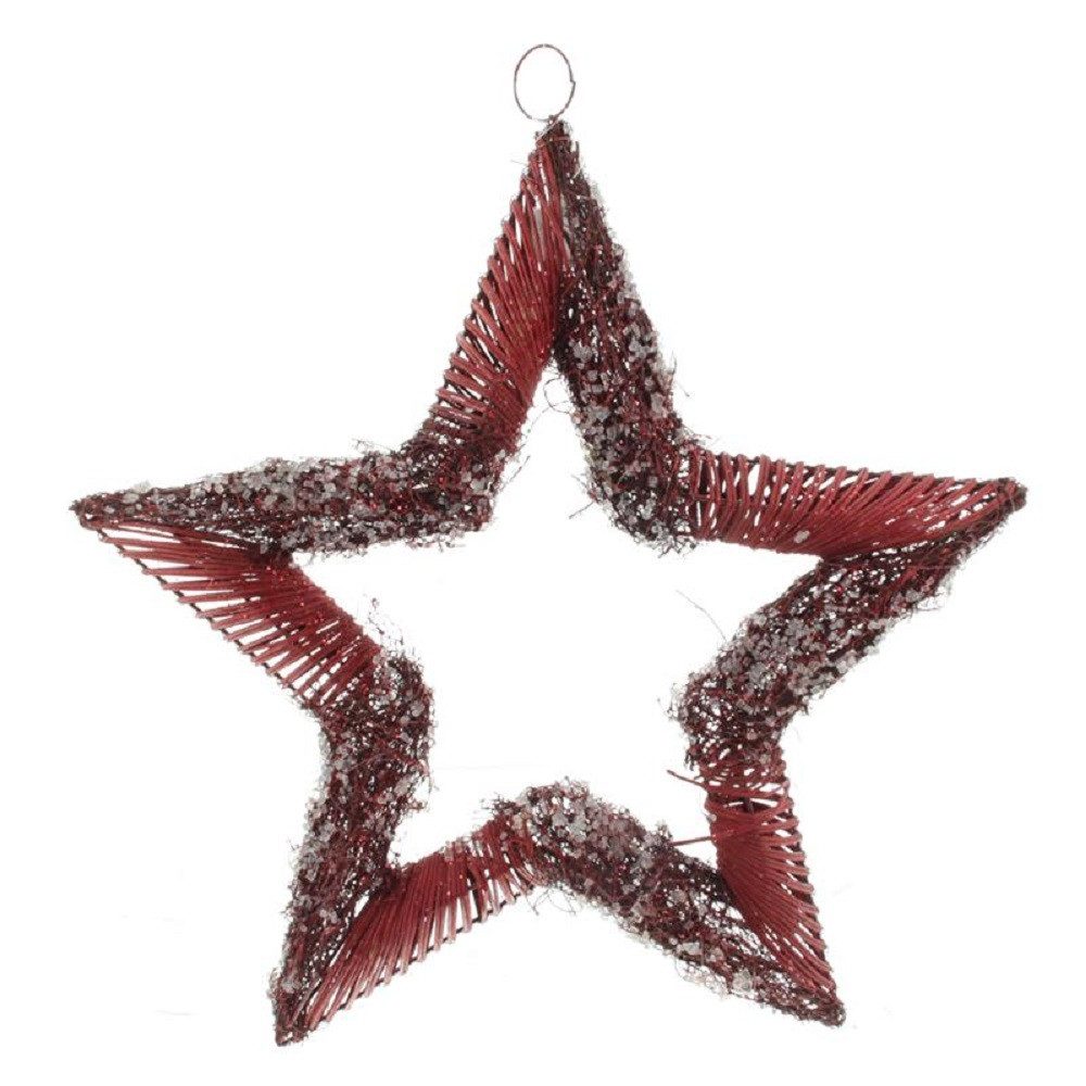 NOOR LIVING Weihnachtsfigur Rattanstern Rot Weihnachtsdekoration Fensterdekoration zum aufhängen (Stück, 1 St., 1)