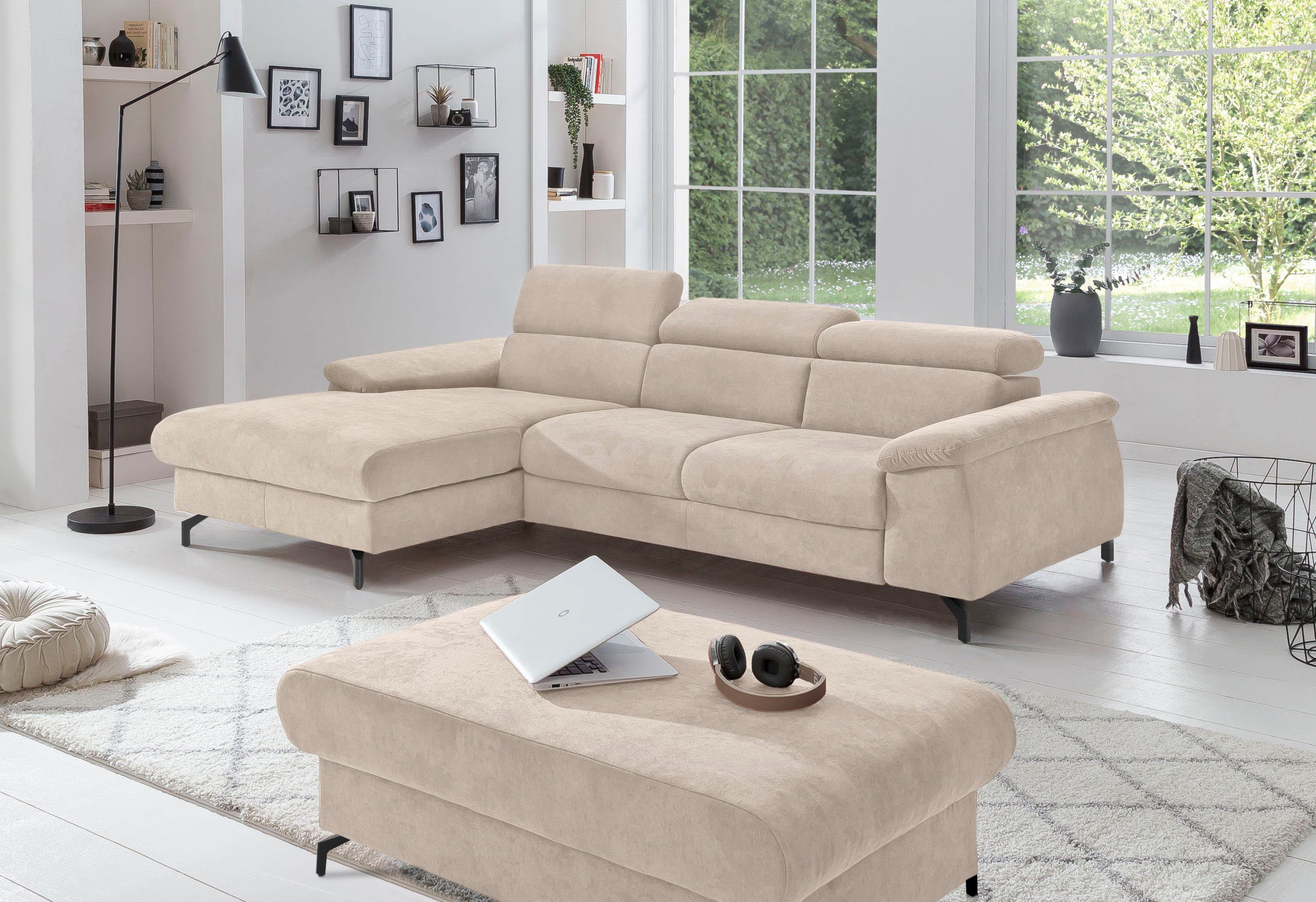 COTTA Ecksofa "Kitty L-Form", mit Kopfteilverstellung, wahlweise mit Bettfu günstig online kaufen