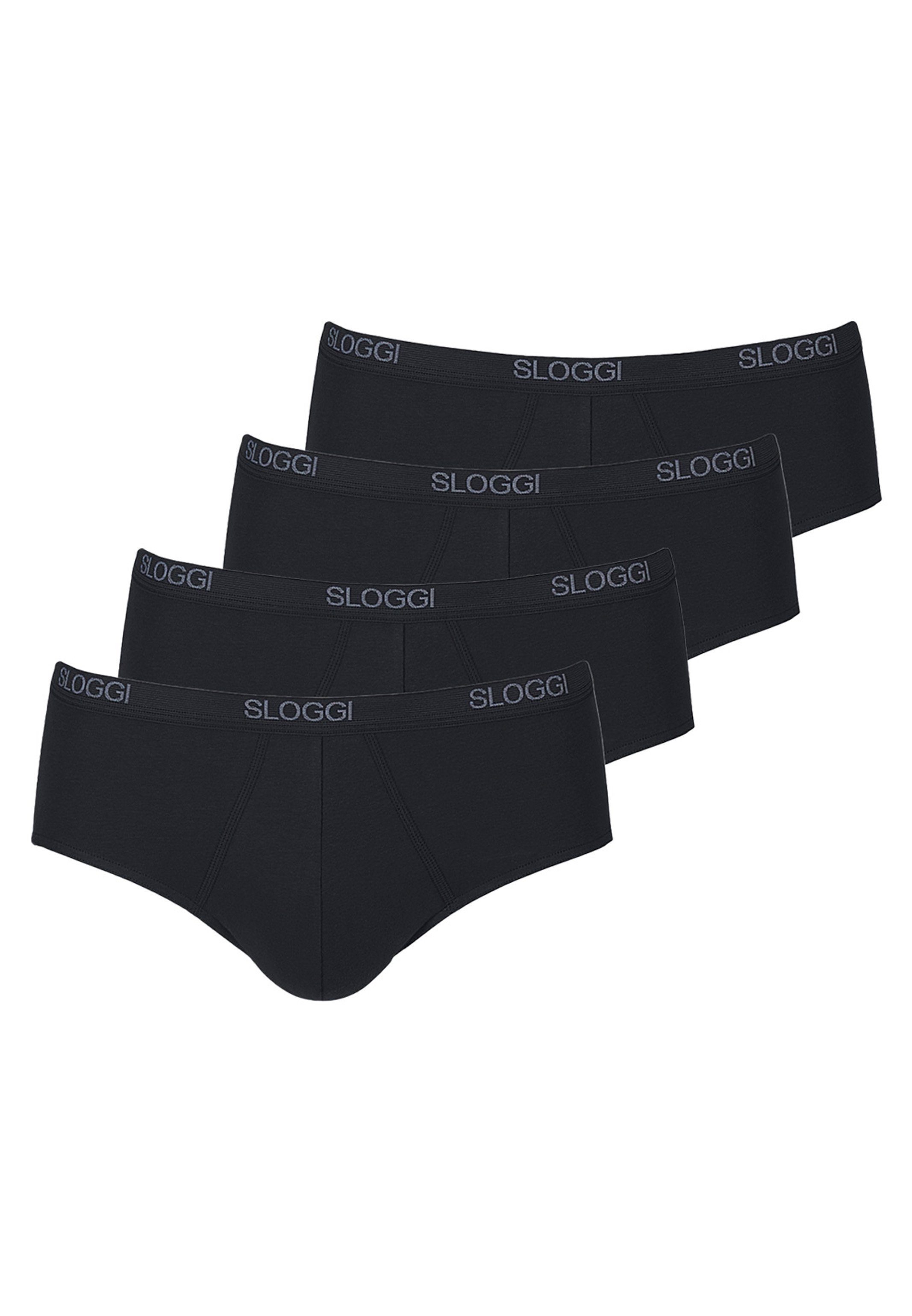 Sloggi Slip 4er Pack Basic (Spar-Set, 4-St) Midi Slip / Unterhose - Baumwolle - Ohne Eingriff - Schwarz