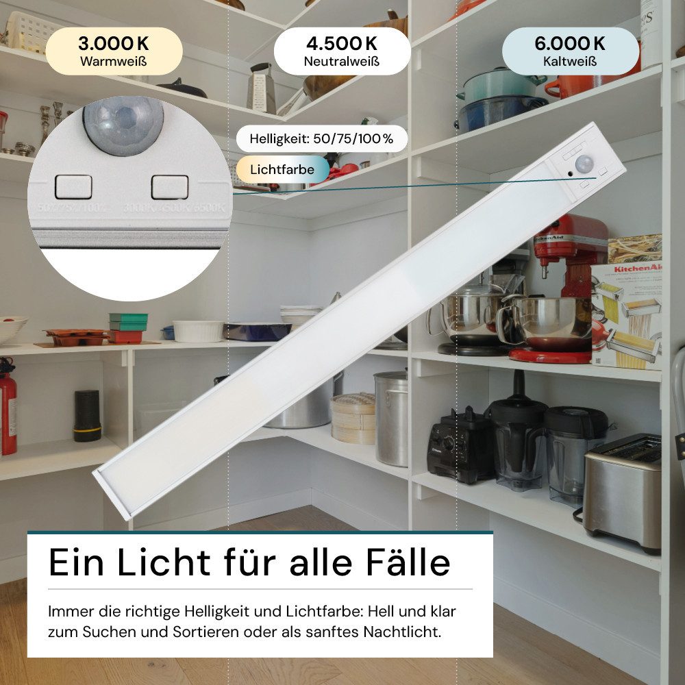 LUXULA LED Unterbauleuchte LUXULA LED Unterbauleuchte 60 cm 4 W CCT einstellbar Silber, LED fest integriert, Farbwechsler – Bild 4 von 5
