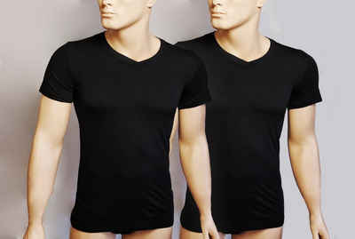 Toker Collection® T-Shirt Herren T-Shirt Basic V- Ausschnitt 2er Pack (Packung, 2er-Pack) in Unifarbe, aus Baumwolle