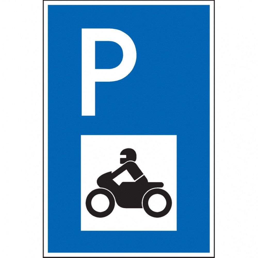 Dreifke Verkehrsschild Parkplatzschild mit Motorradsymbol, spitze Ecken, PVC, 250x400mm
