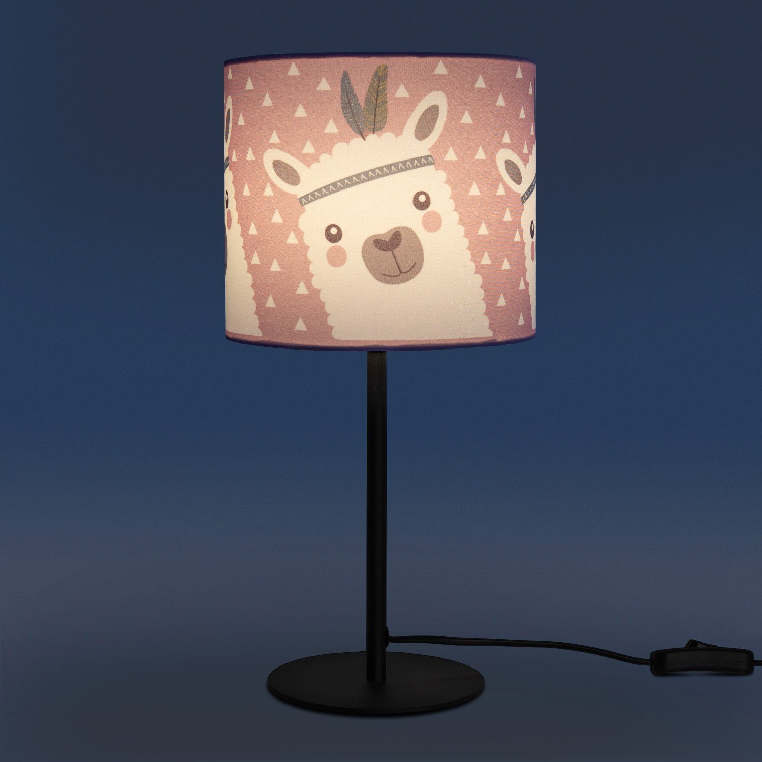 Lampe Kinderzimmer Tischleuchte ohne LED Paco Lama-Motiv, E14 214, Home Mit Kinderlampe Tischleuchte Ela Leuchtmittel,