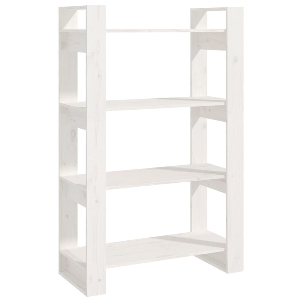 furnicato Bücherregal Bücherregal/Raumteiler 80x25x125 cm Weiß Massivholz Kiefer