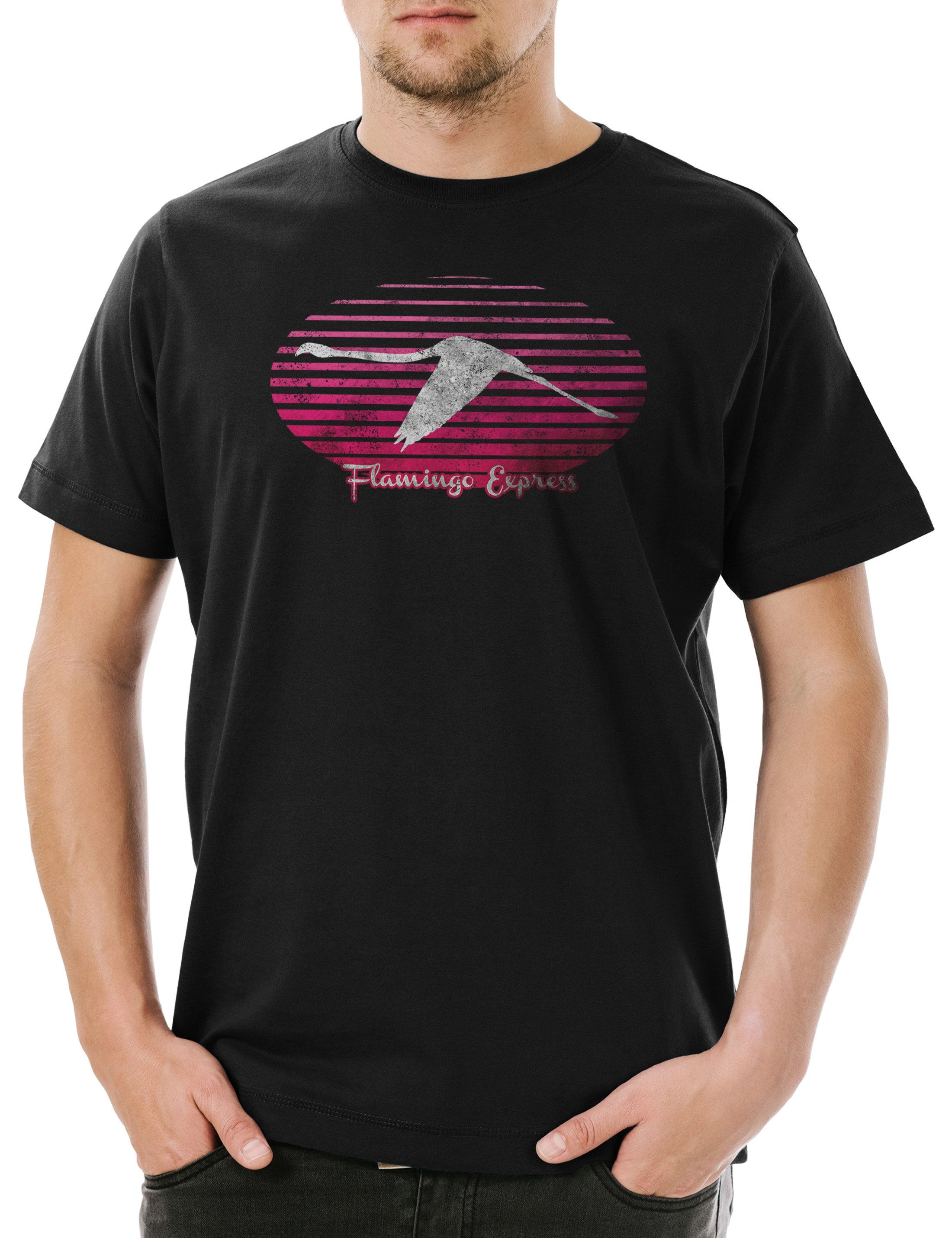 Print-Shirt Flamingo Express Herren T-Shirt Herz Heart Flamingo Herz Love Liebe
