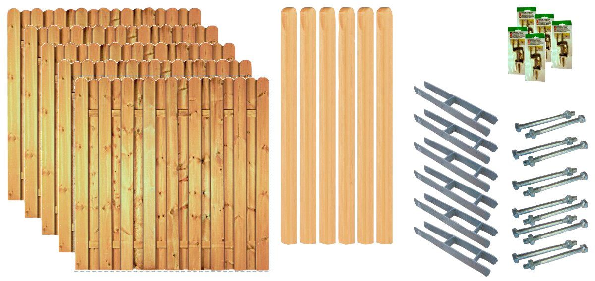 Tetzner & Jentzsch Bohlenzaun Los Angeles 3, (Set), 5 Elemente, LxH: 954x180 cm