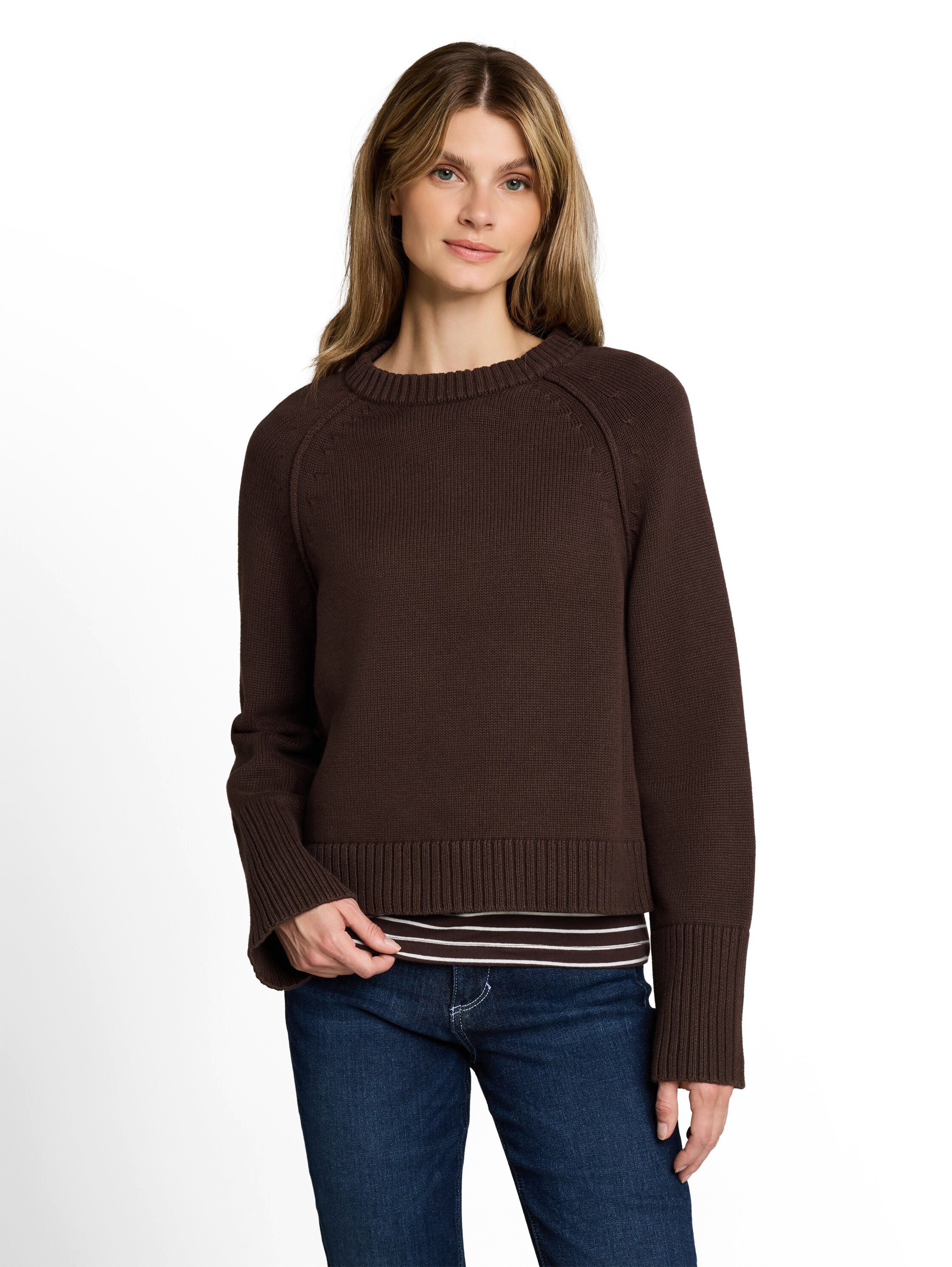 TOM TAILOR Strickpullover Loose mit Rundhals / Baumwolle / Loose Fit